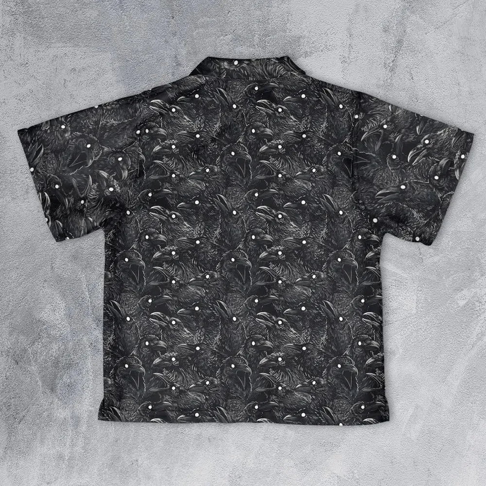 Black Raven Pattern Youth Hawaiian Shirt - 2