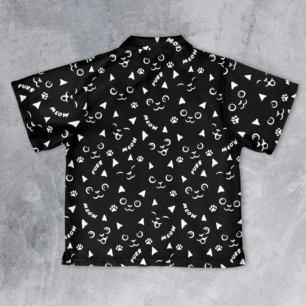Black Cats Pattern Youth Hawaiian Shirt - 2