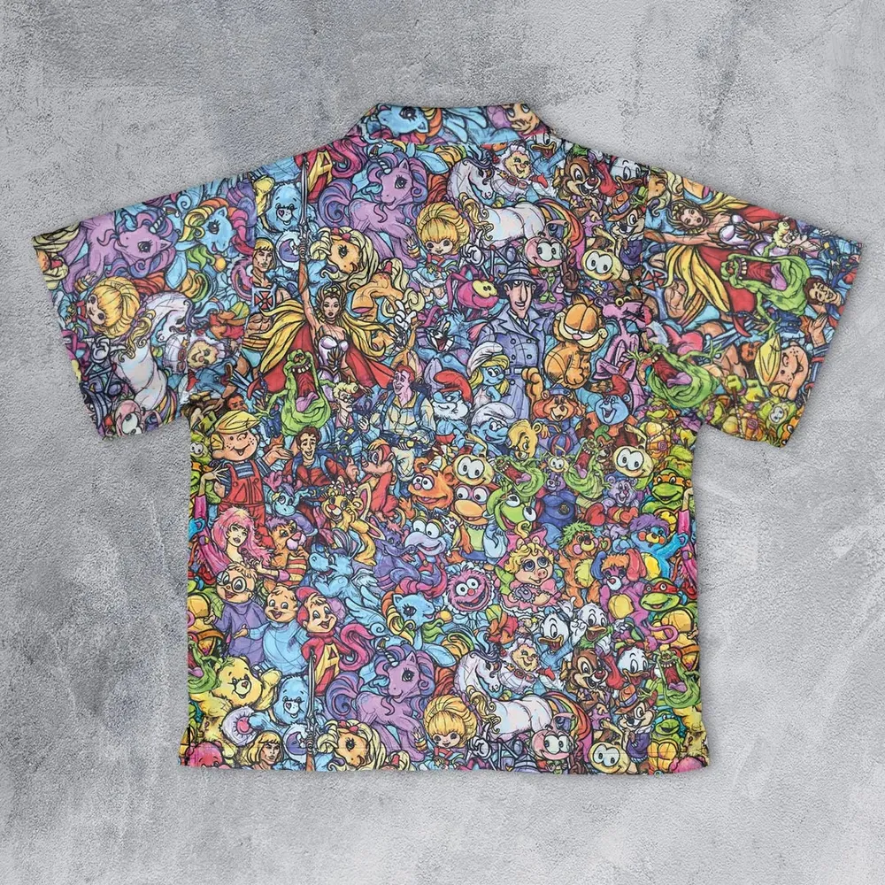 80s Throwback Cartoon Pattern Youth Hawaiian Shirt - 2