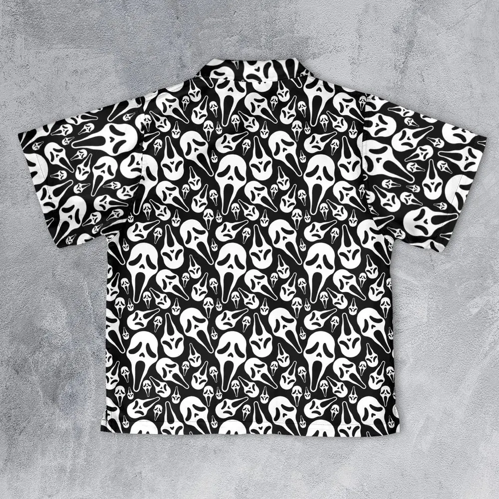 Ghostface Horror Movie Pattern Halloween Youth Hawaiian Shirt - 2