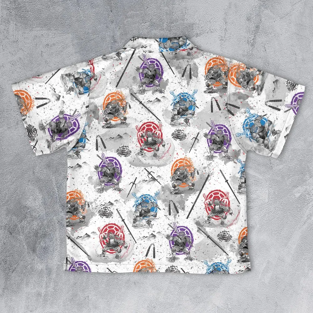 TMNT Characters Sumi-E Pattern Youth Hawaiian Shirt - 2