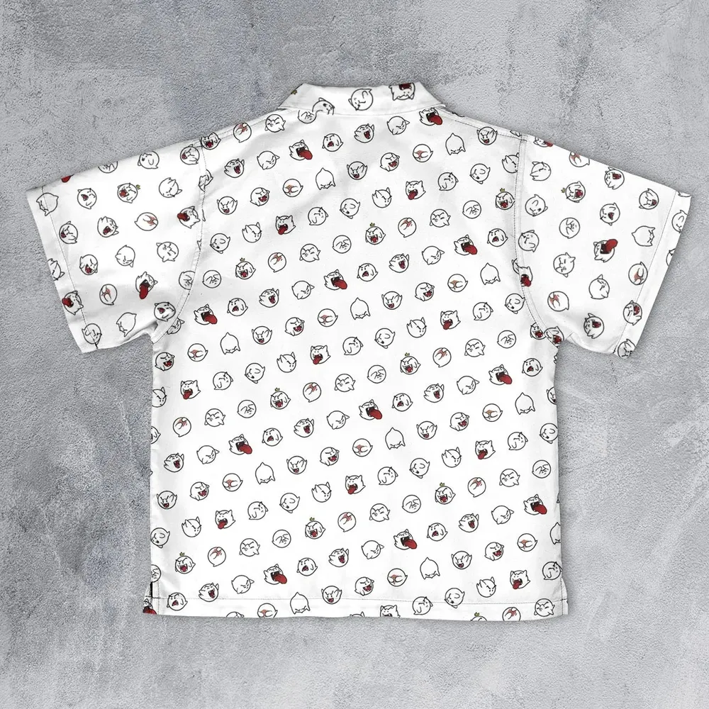 Super Mario Boo Pattern Youth Hawaiian Shirt - 2