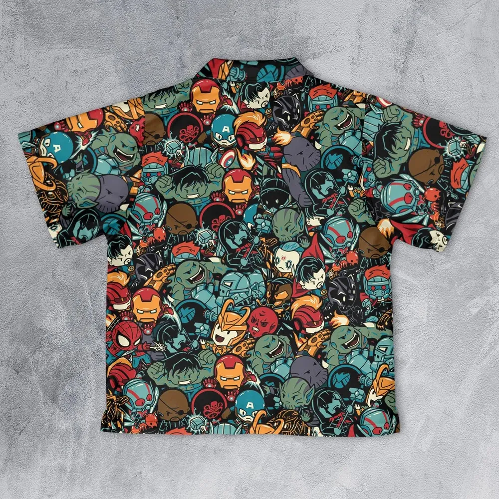 Marvelous Chibi Characters Pattern Youth Hawaiian Shirt - 2