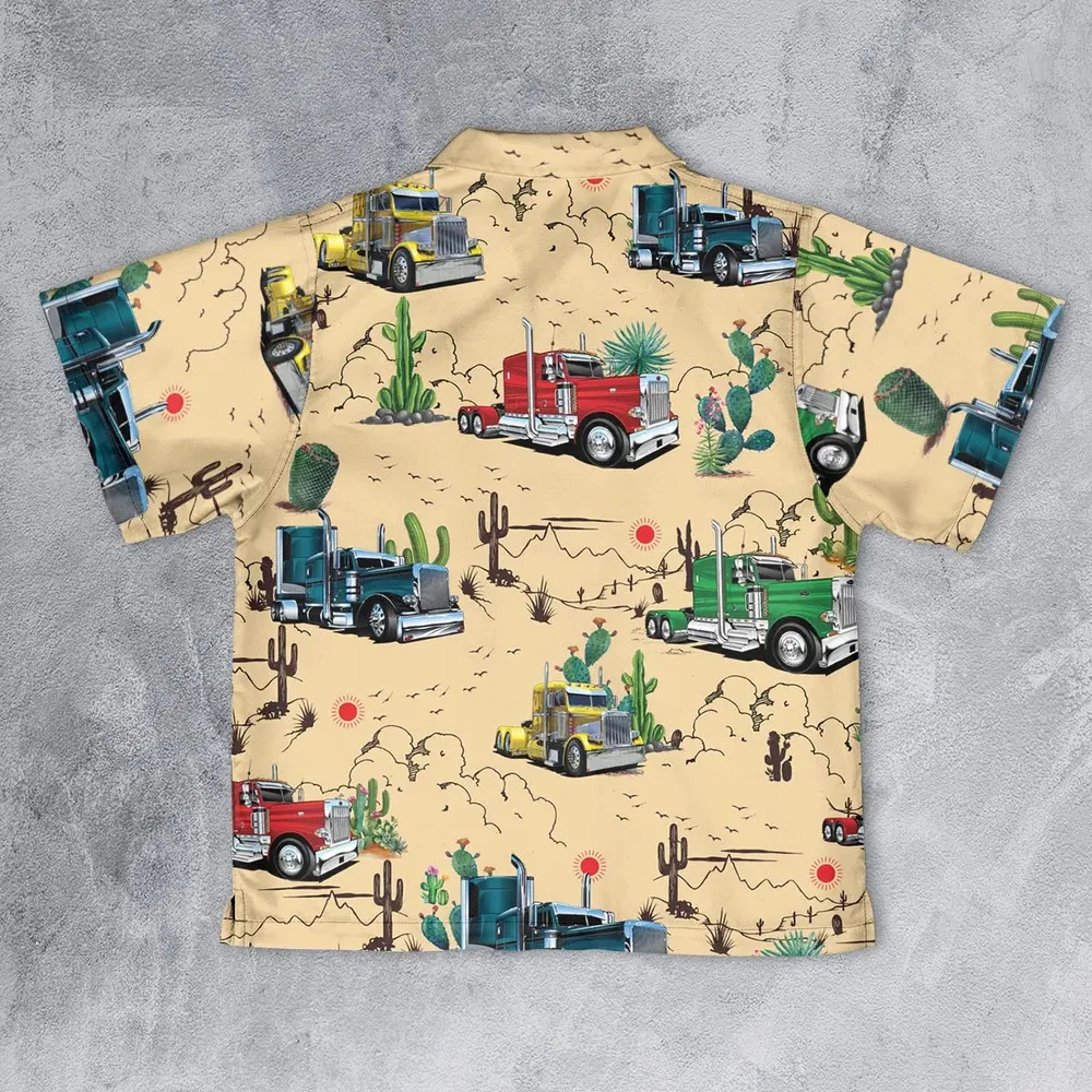 Peterbilt Semi Truck Pattern Youth Hawaiian Shirt - 2