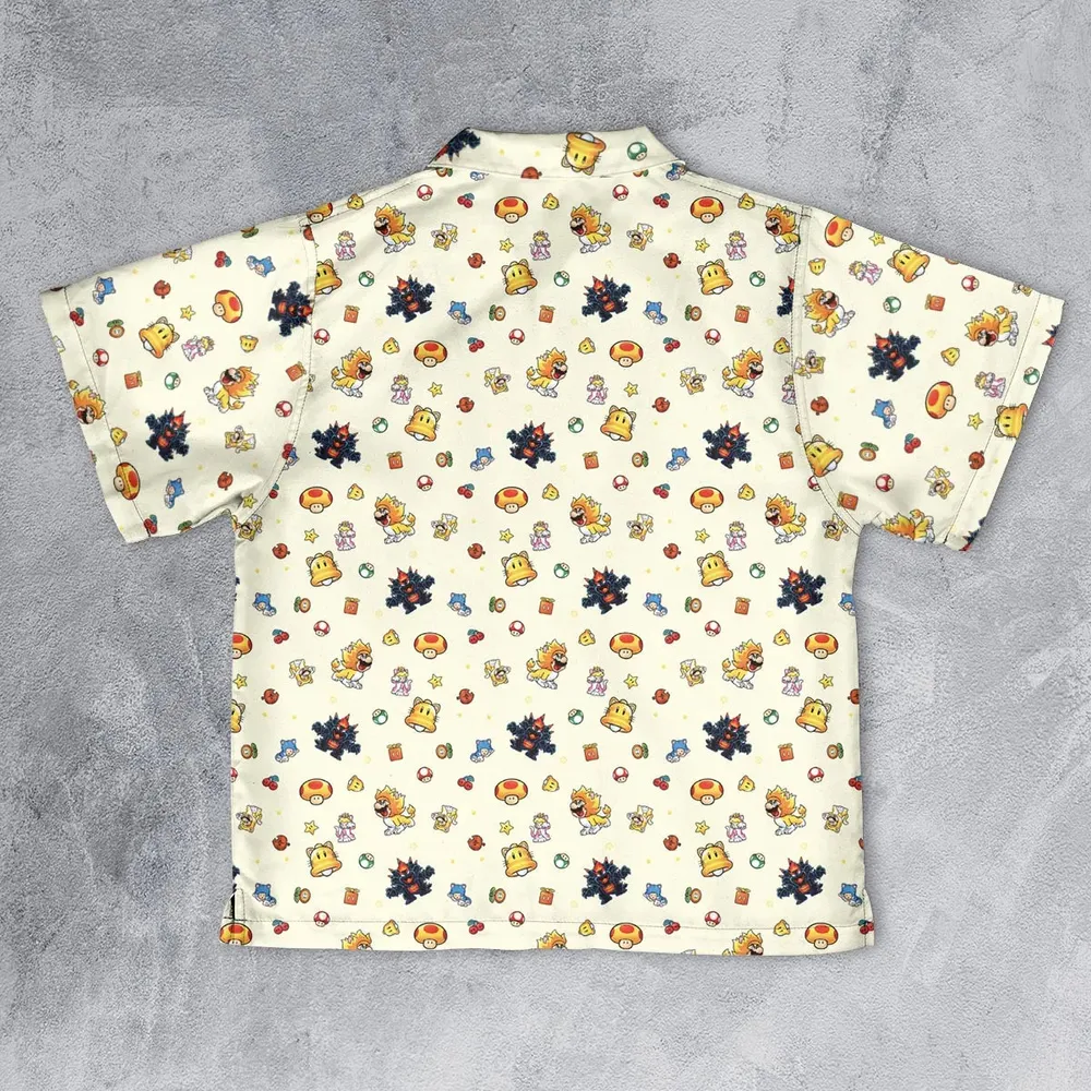 Super Mario Characters Pattern Youth Hawaiian Shirt - 2