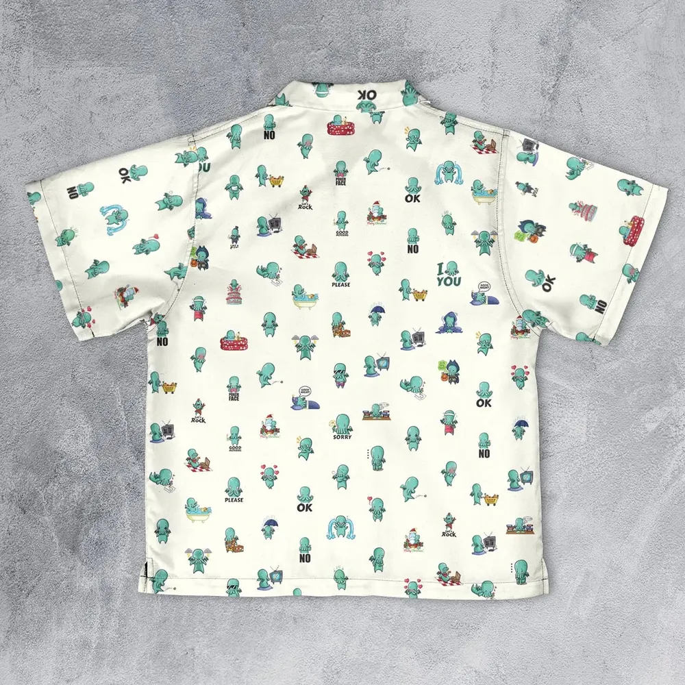 Kawai Cthulhu Pattern Youth Hawaiian Shirt - 2