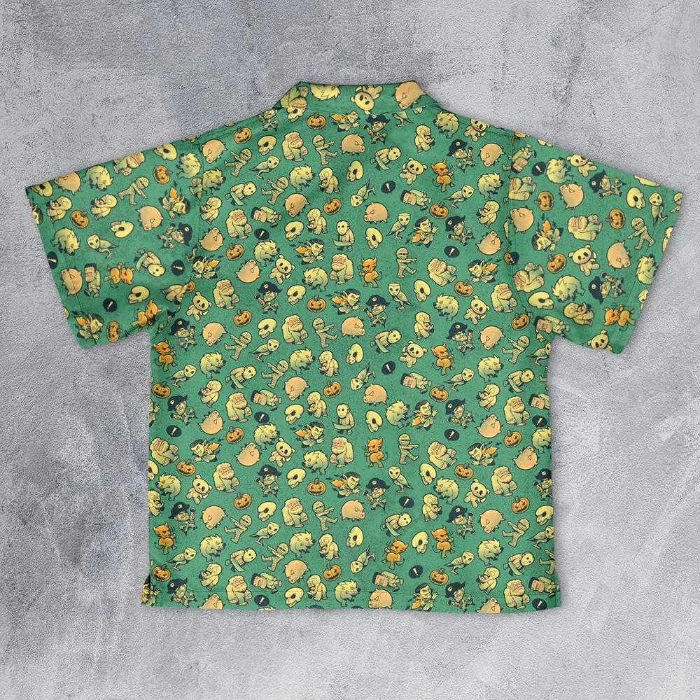 Terror Attack Cute Horror Characters Halloween Youth Hawaiian Shirt - 2