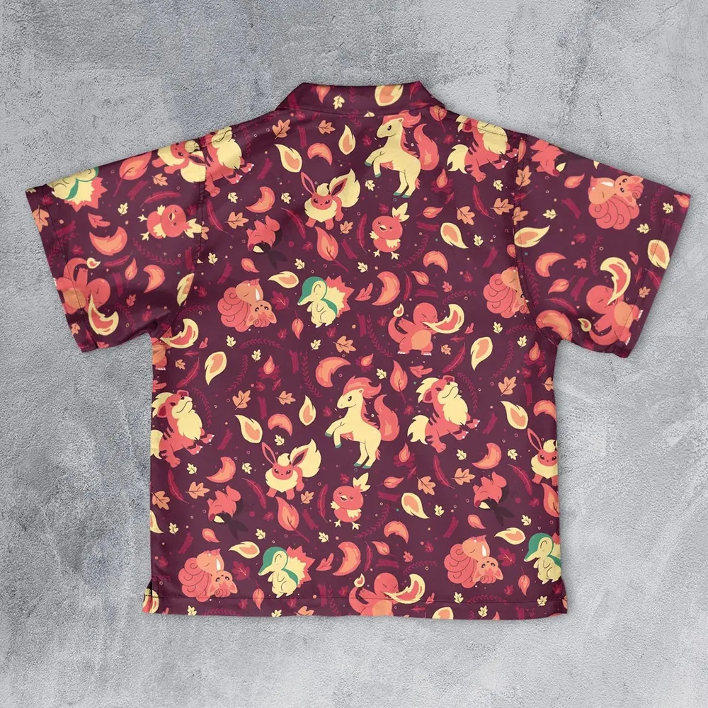 Fire Pokemon Pattern Youth Hawaiian Shirt - 2