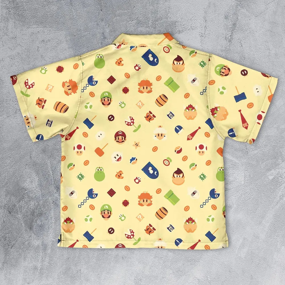 Mario and Friends Pattern Youth Hawaiian Shirt - 2