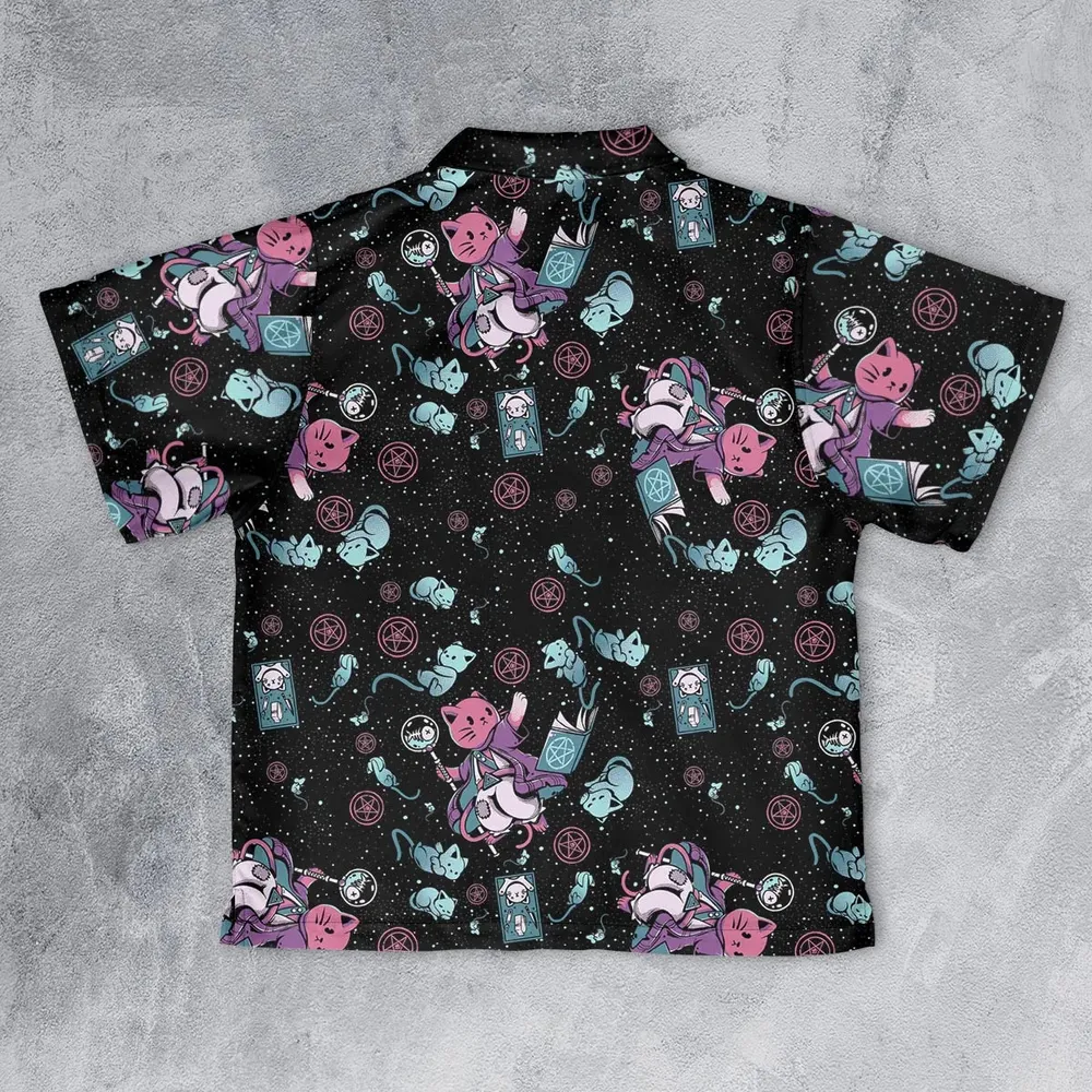 Necromancer Cat Pattern Youth Hawaiian Shirt - 2