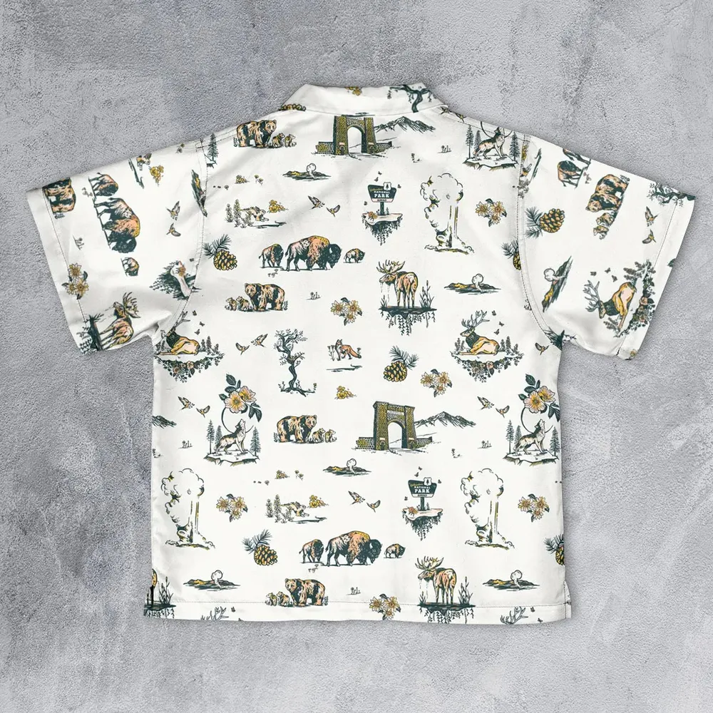 Yellowstone National Park Pattern Youth Hawaiian Shirt - 2