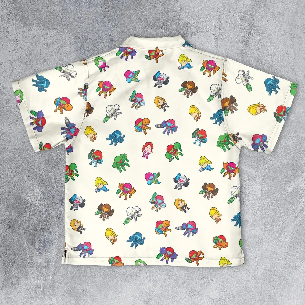 The Many Suits Of Samus Metroid Pattern Youth Hawaiian Shirt - 2