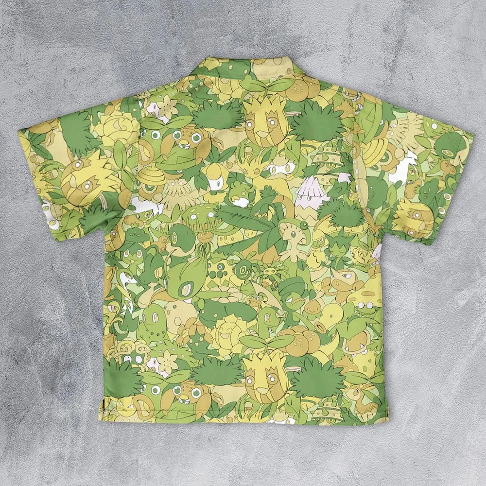 Grass Pokemon Pattern Youth Hawaiian Shirt - 2