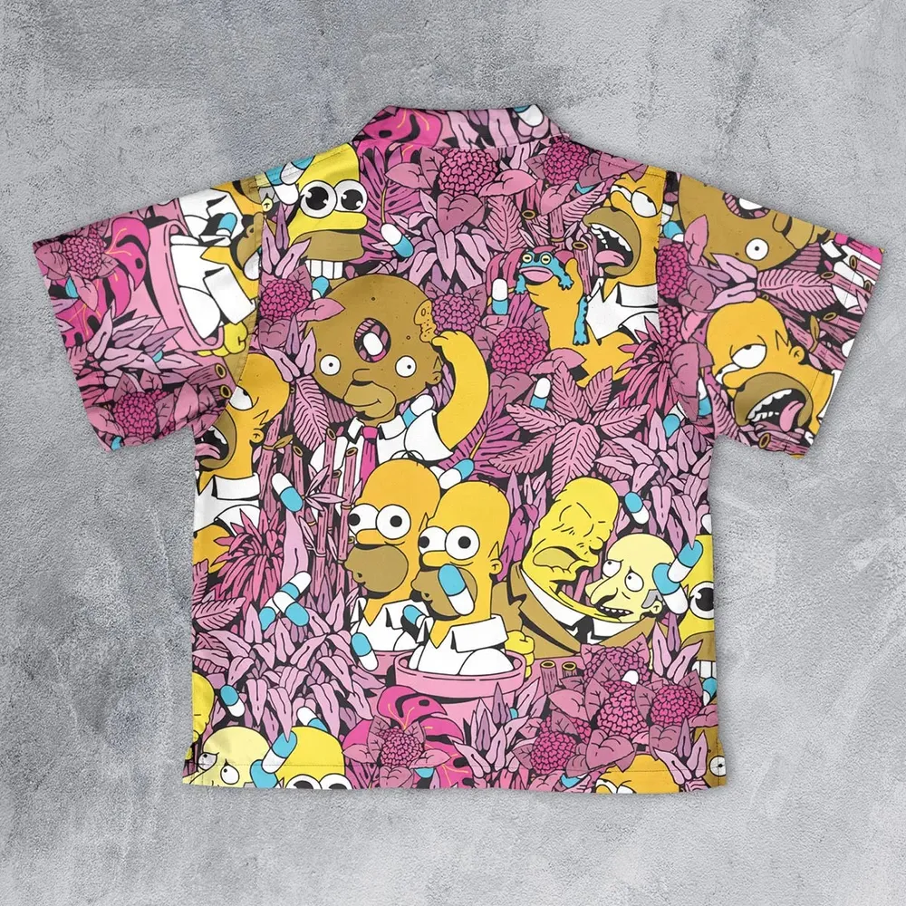 Homer Simpson In Flower Bush The Simpsons Youth Hawaiian Shirt - 2