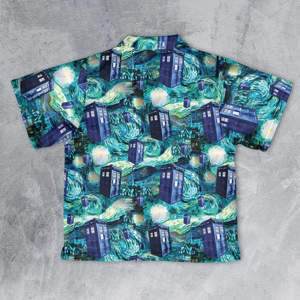 Tardis Starry Night Doctor Who Youth Hawaiian Shirt - 2