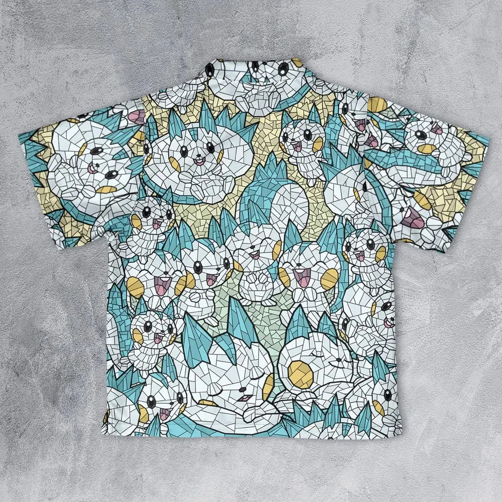 Pachirisu Stained Glass Pokemon Youth Hawaiian Shirt - 2