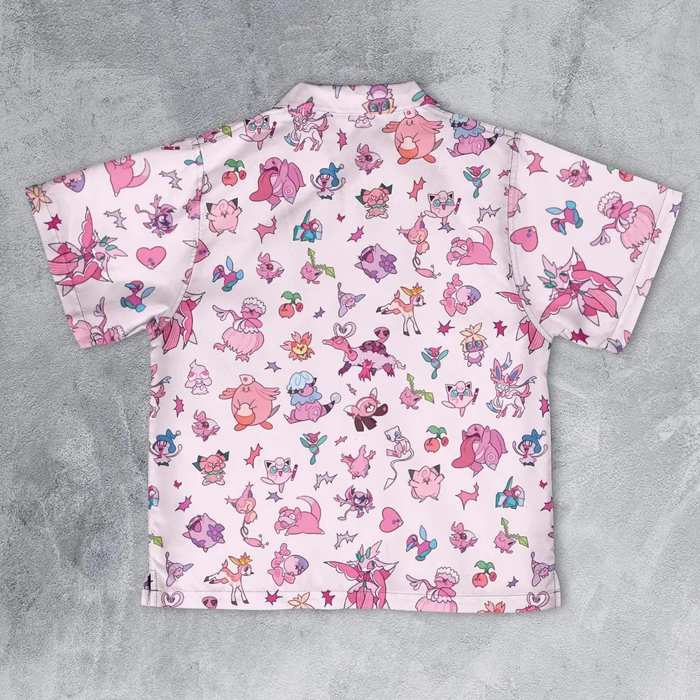 Team Pink Pokemon Pattern Youth Hawaiian Shirt - 2