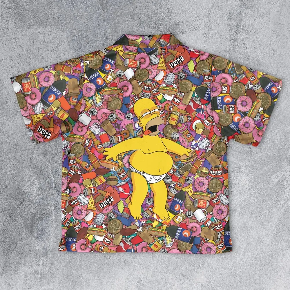 Homer Simpson Getting Drunk Duff Beer The Simpsons Youth Hawaiian Shirt - 2