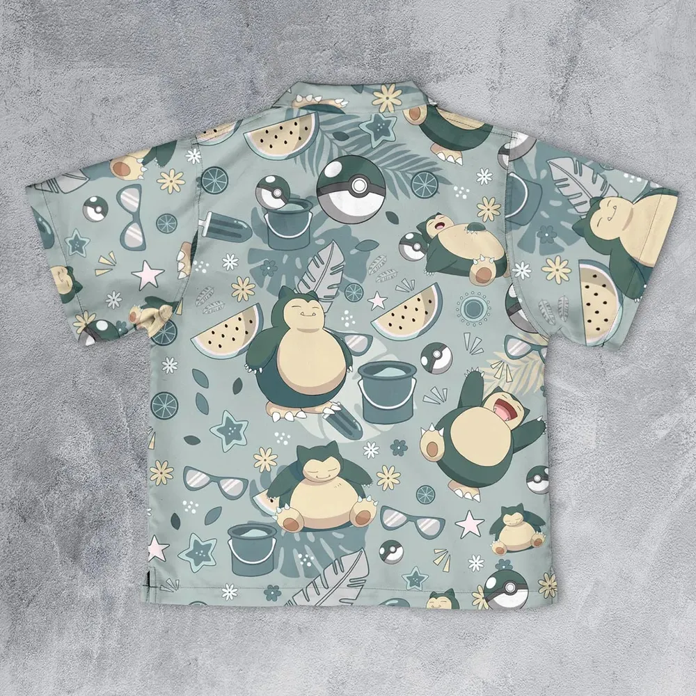 Summer Relax Snorlax Pokemon Youth Hawaiian Shirt - 2