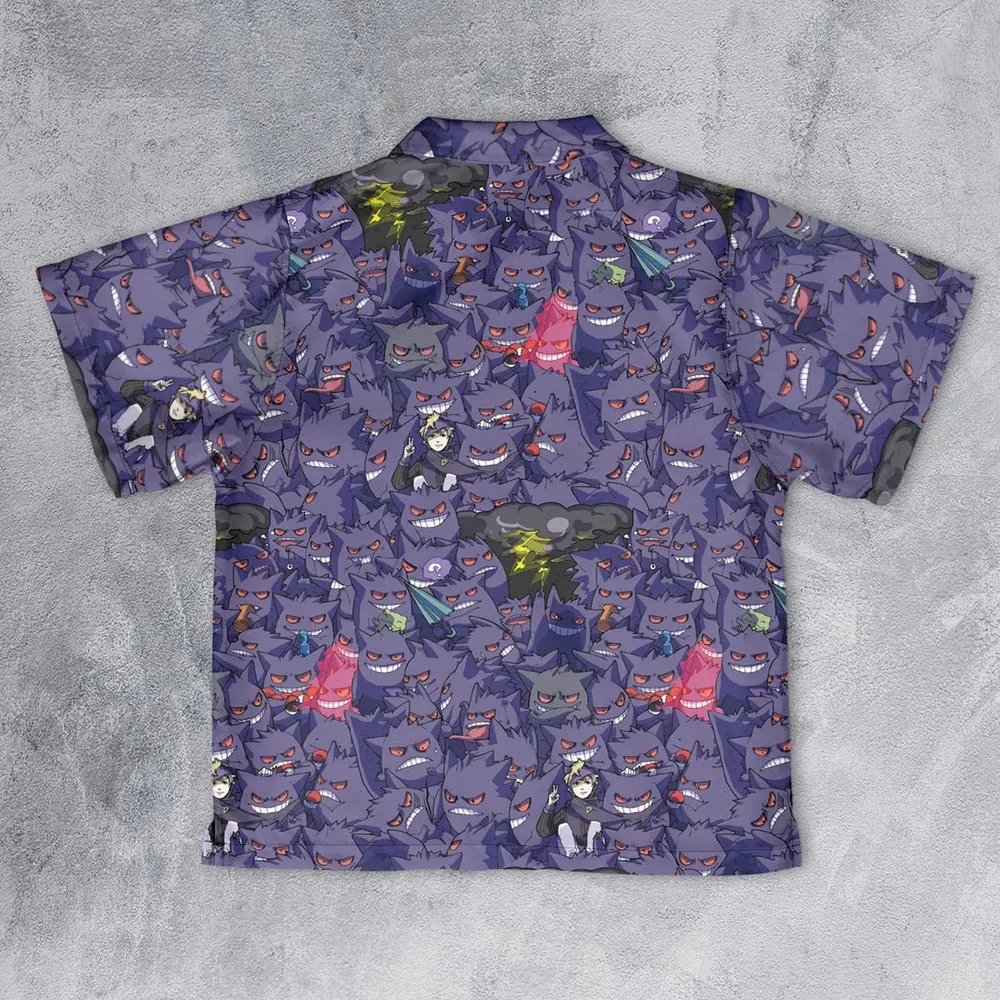 Gengars Pokemon Pattern Youth Hawaiian Shirt - 2