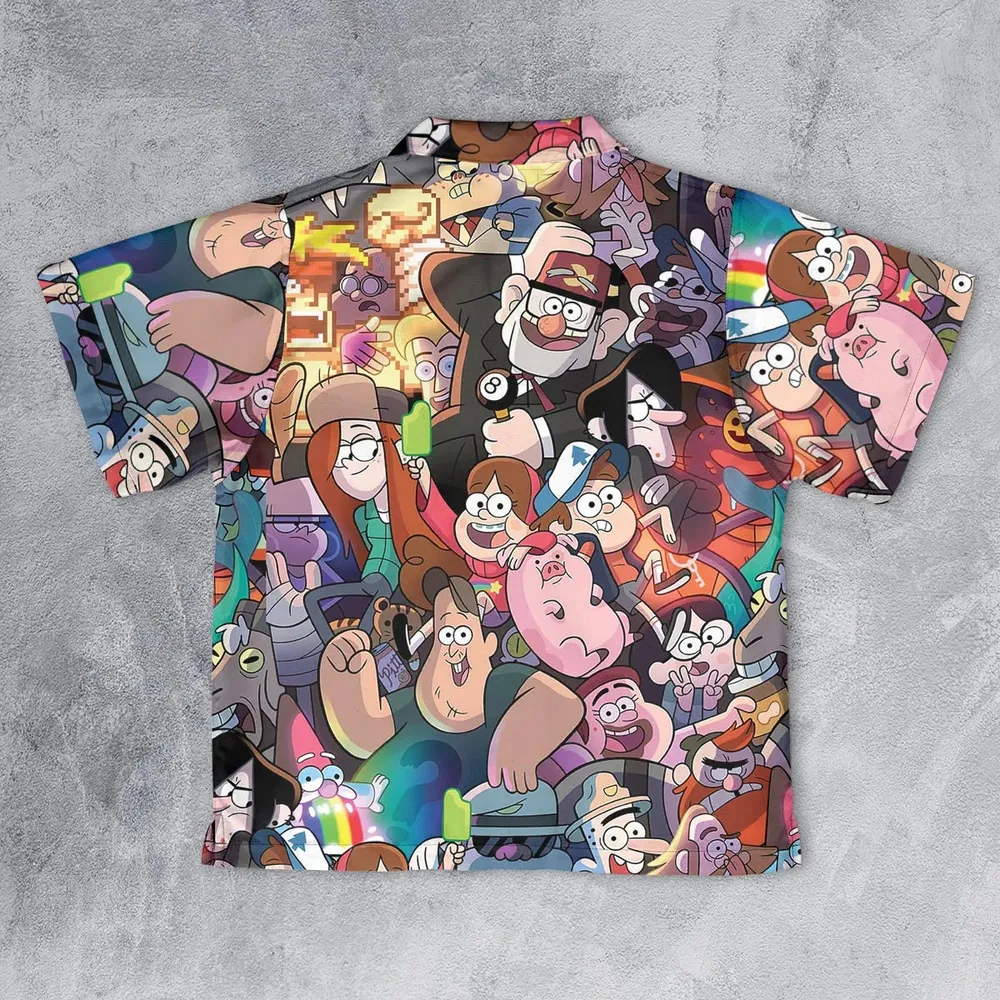 Gravity Falls Characters Pattern Youth Hawaiian Shirt - 2