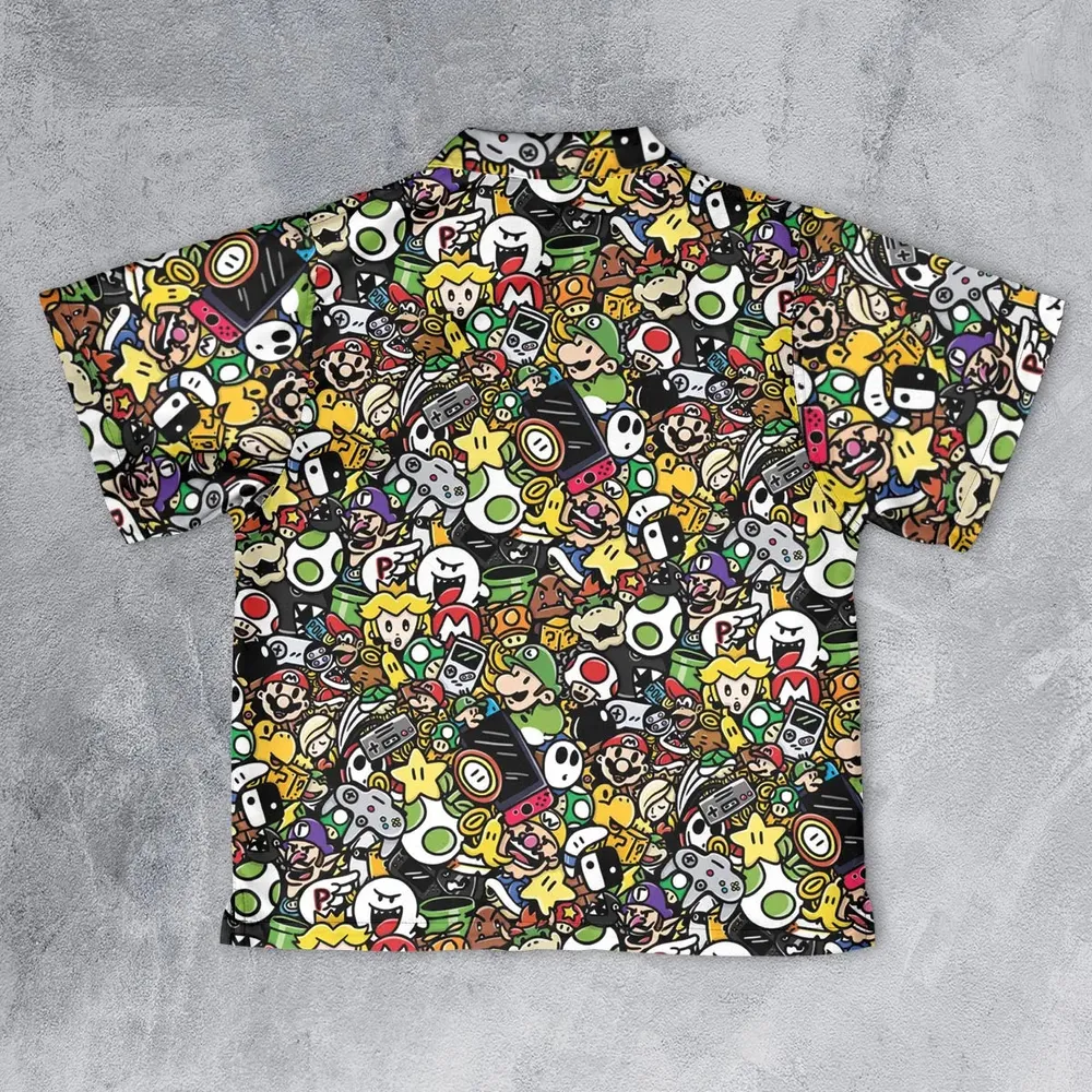 Super Mario Characters All In One Pattern Youth Hawaiian Shirt - 2