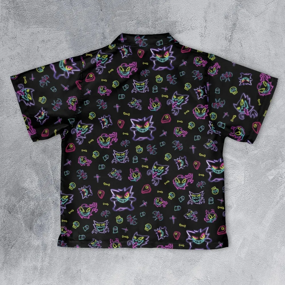 Neon Gastly Haunter Gengar Pokemon Youth Hawaiian Shirt - 2