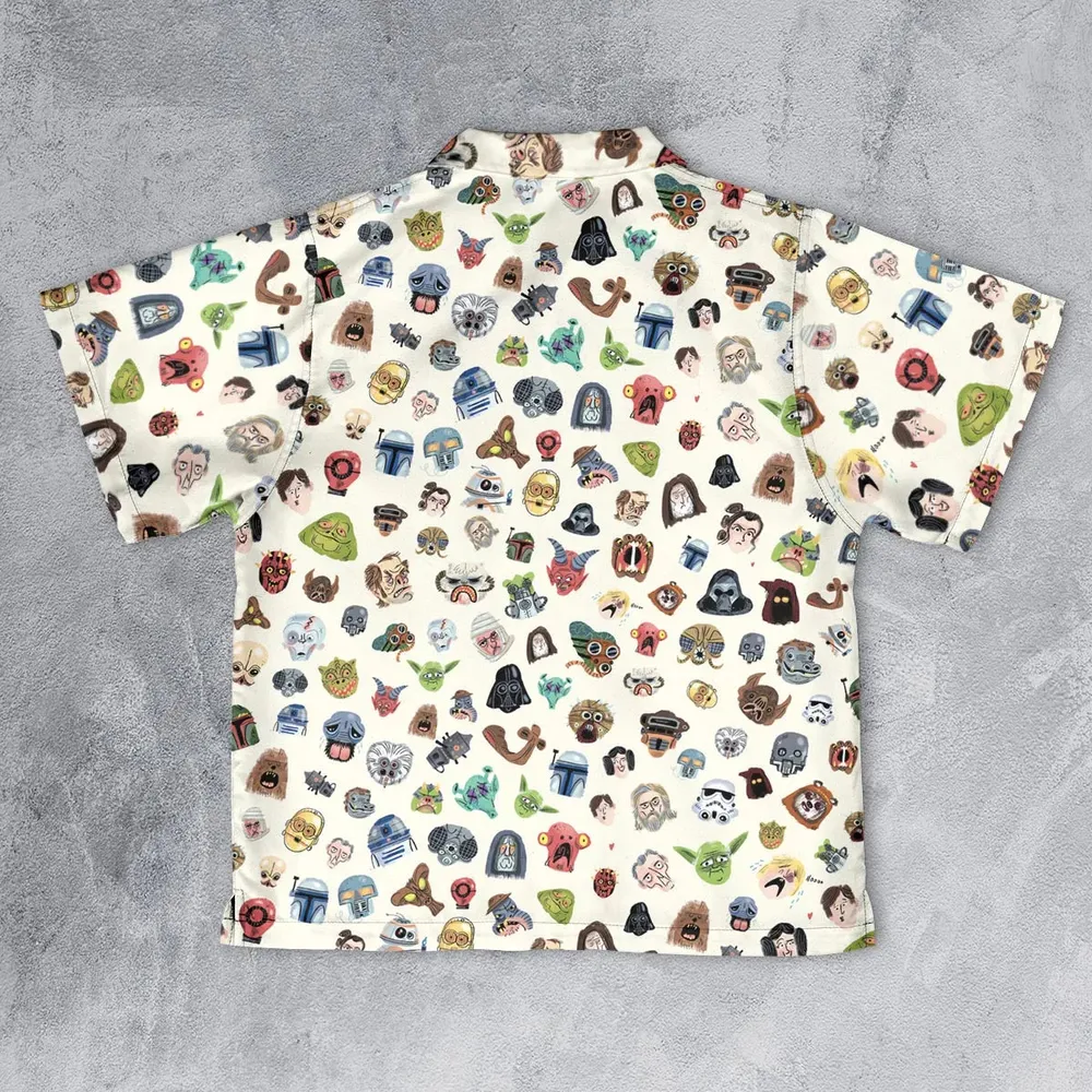 Star Wars Collage Pattern Youth Hawaiian Shirt - 2