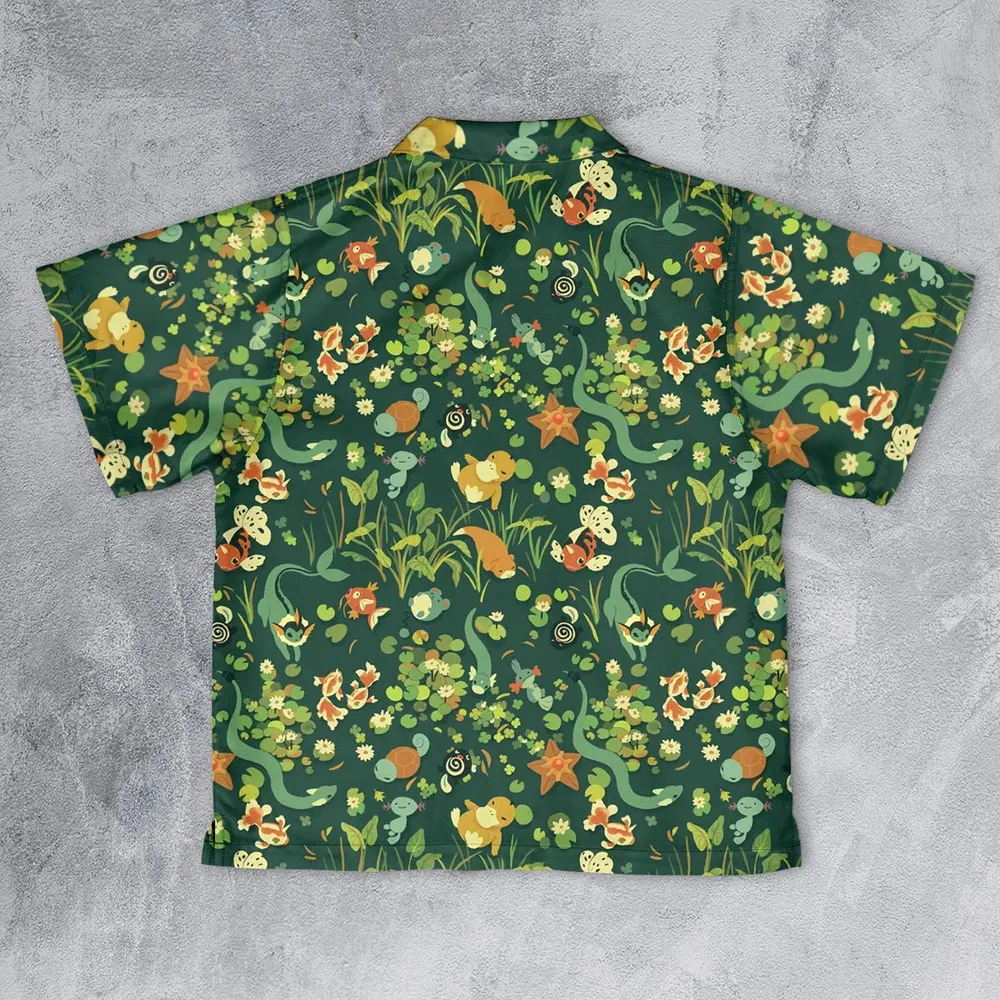 Floating In A Pond Magikarp Psyduck Vaporeon Water Pokemon Youth Hawaiian Shirt - 2