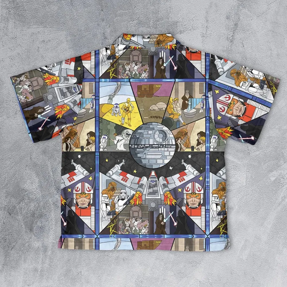 Stained Glass Star Wars Youth Hawaiian Shirt - 2