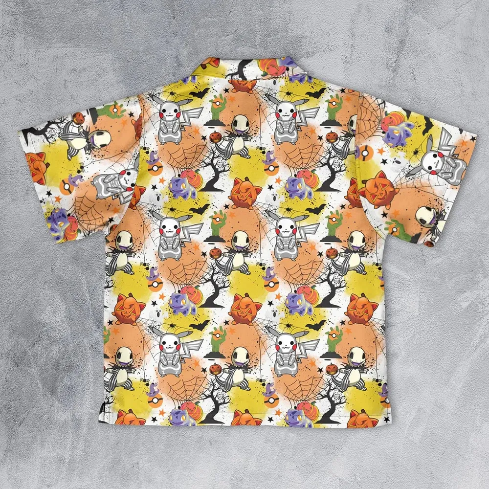Spooky Costume Pikachu Charmander Jigglypuff Bulbasaur Pokemon Youth Hawaiian Shirt - 2