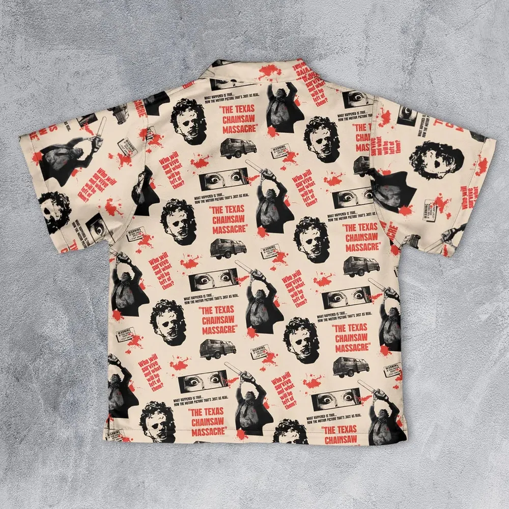 Leatherface The Texas Chainsaw Massacre Horror Pattern Youth Hawaiian Shirt - 2