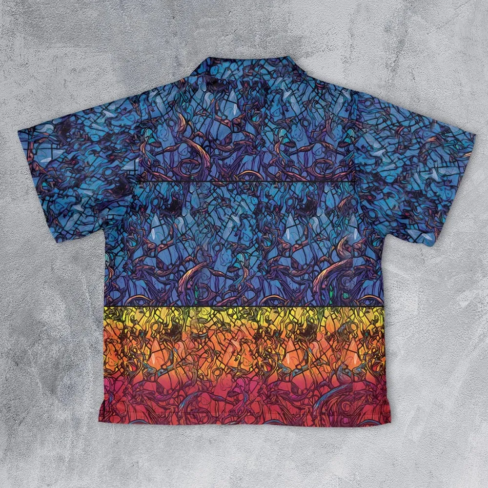 Stained Glass Cthulhu H.P Lovecraft Youth Hawaiian Shirt - 2
