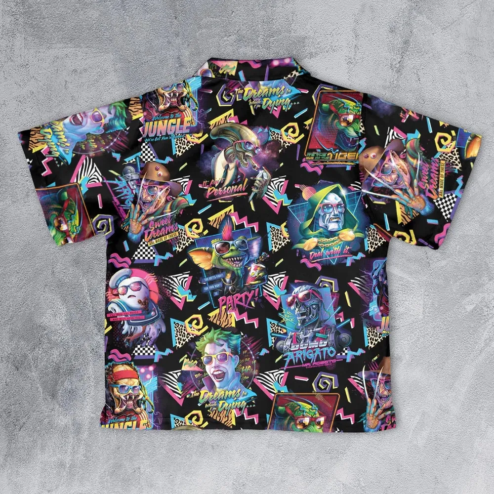 Retro Horror Characters Halloween Youth Hawaiian Shirt - 2