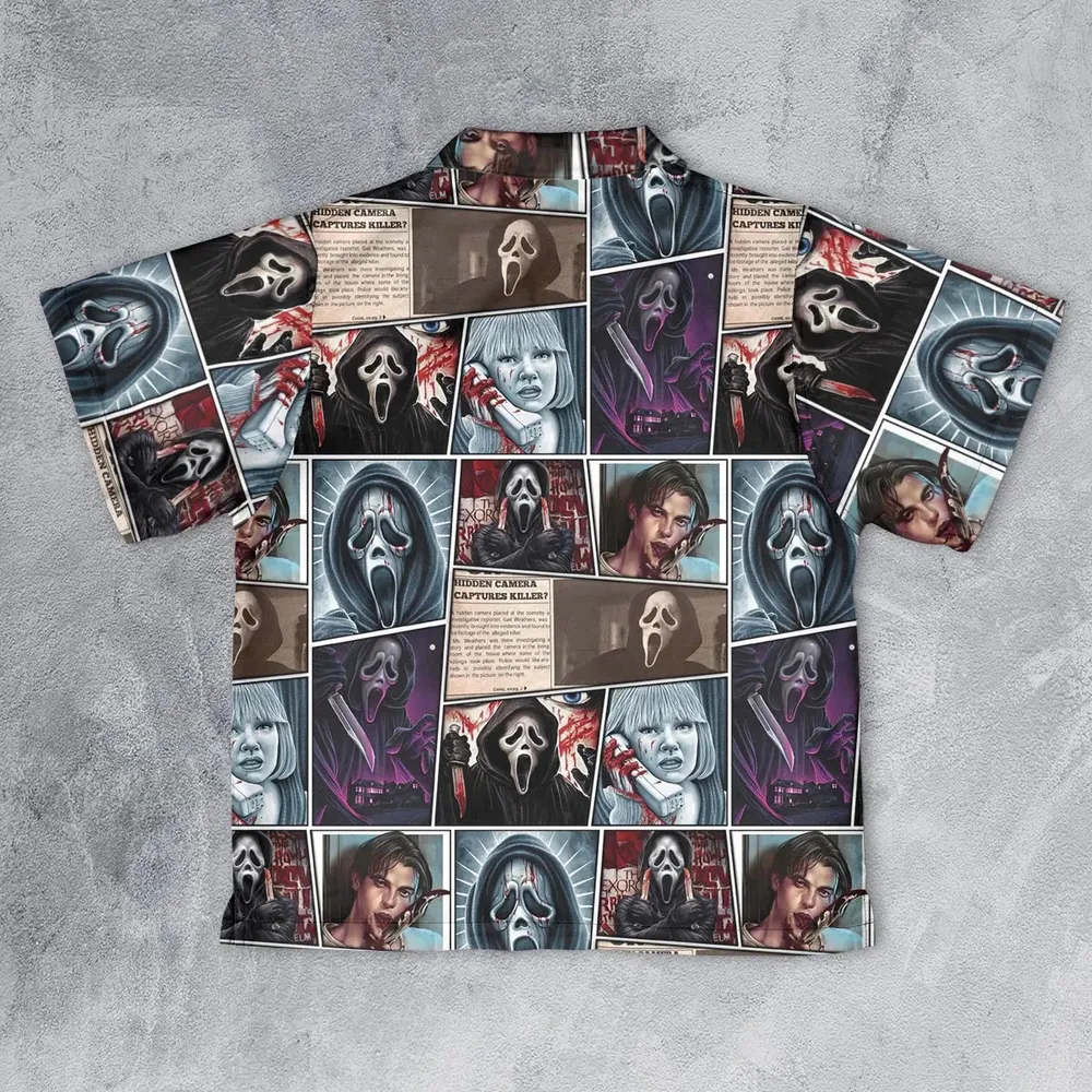 Scream Ghostface Horror Movie Halloween Youth Hawaiian Shirt - 2