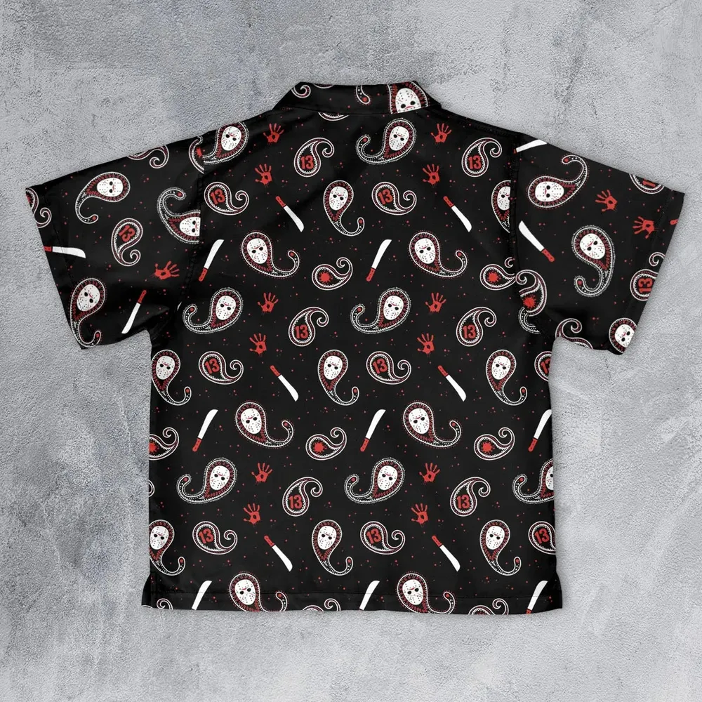 Jason Voorhees Friday The 13th Pattern Youth Hawaiian Shirt - 2