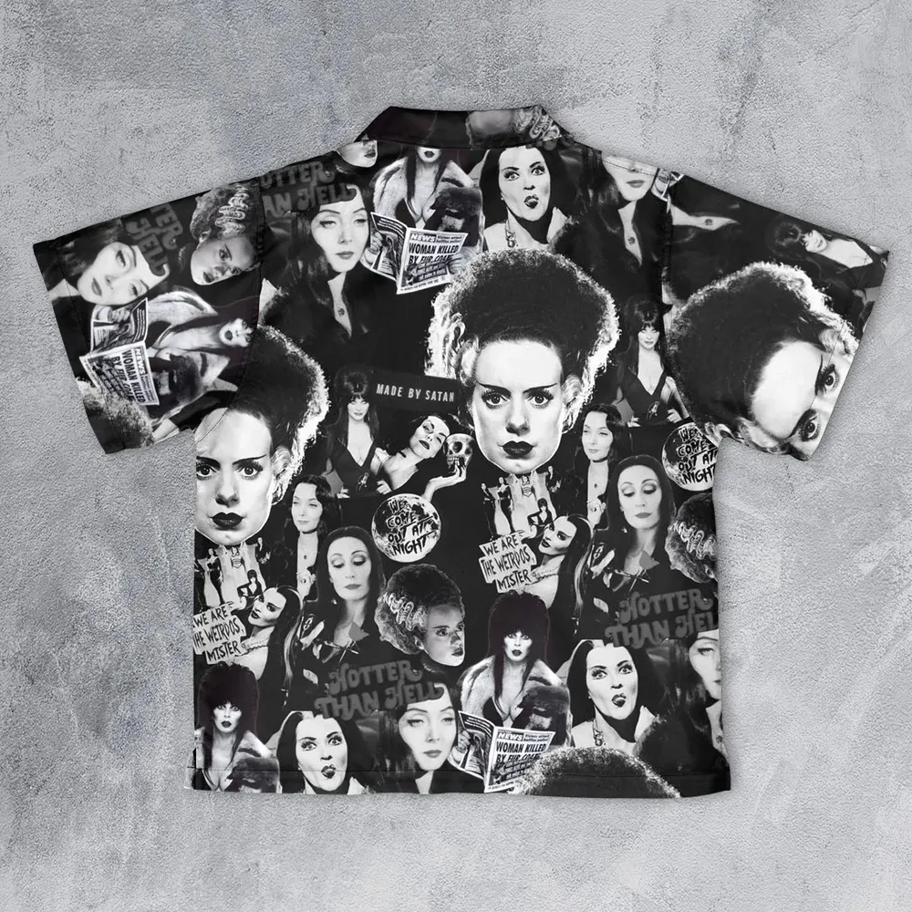 Horror Ladies Slay Collage Classic Horror Movies Youth Hawaiian Shirt - 2