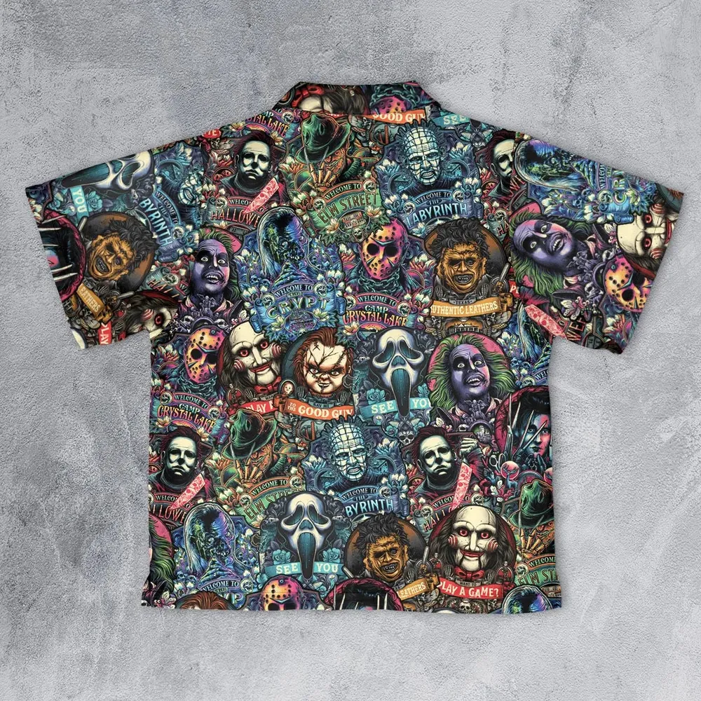 Horror Movie Characters Pattern Youth Hawaiian Shirt - 2