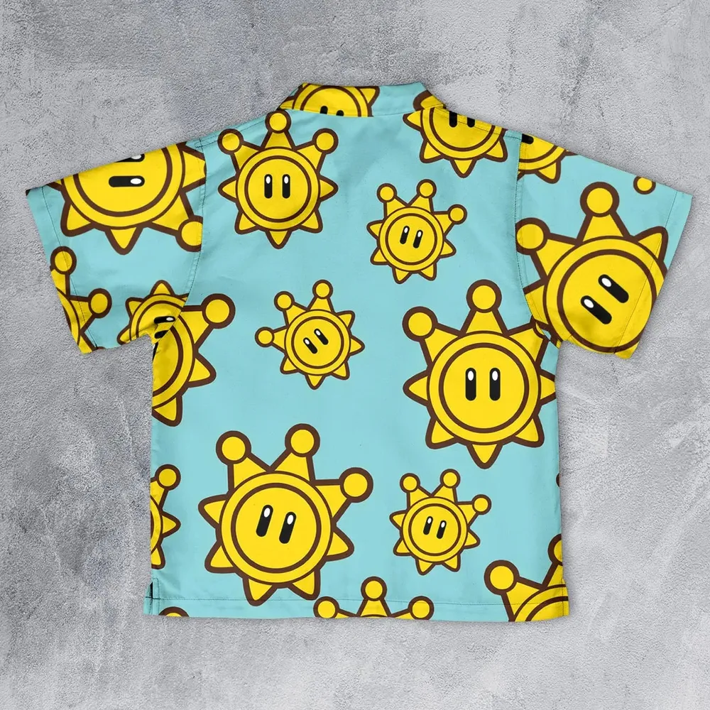 Shine Sprite Super Mario Button Up Youth Hawaiian Shirt - 2