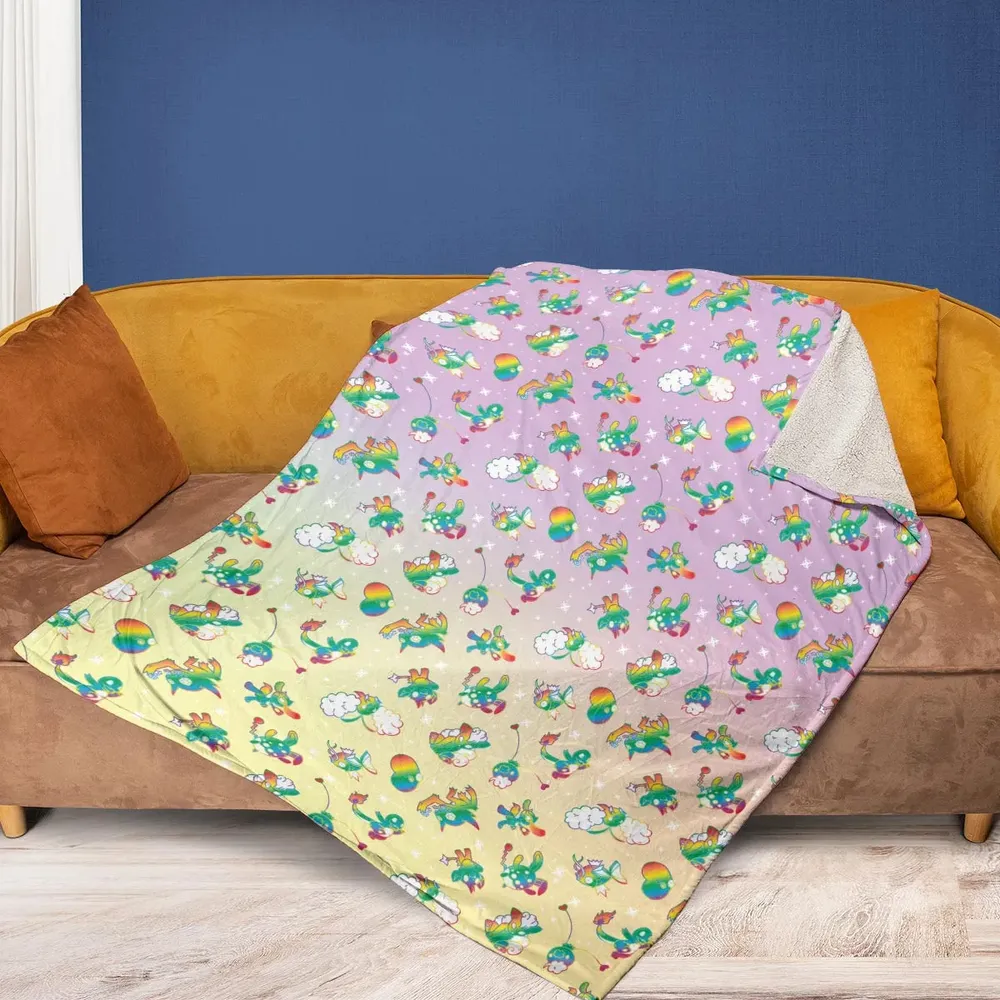 Rainbow Pokemon Pattern Fleece Blanket - 2