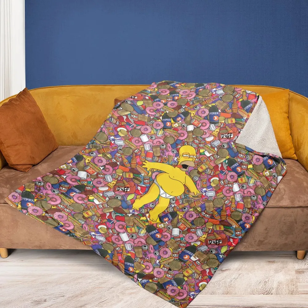 Homer Simpson Getting Drunk Duff Beer The Simpsons Fleece Blanket - 2