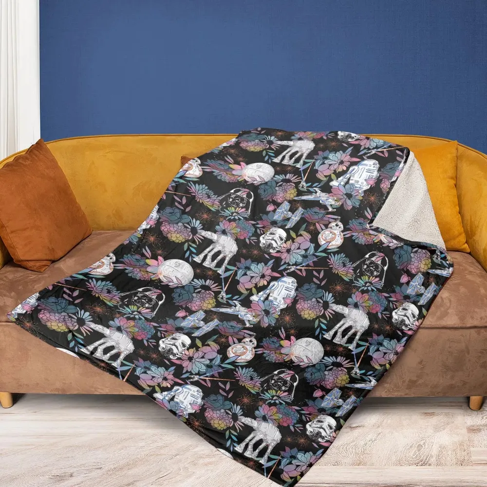 Floral Wars Dark Side Star Wars Pattern Fleece Blanket - 2