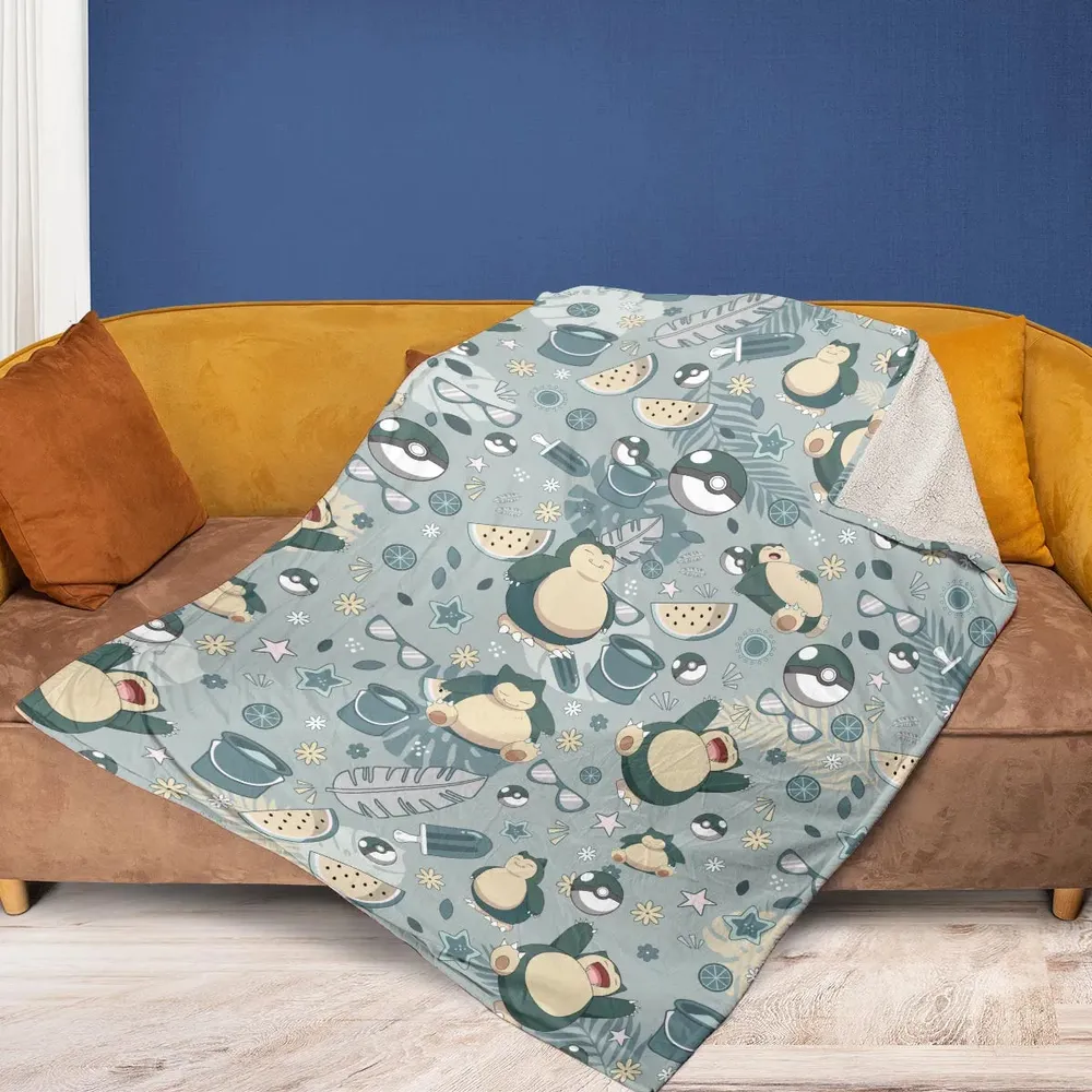 Summer Relax Snorlax Pokemon Fleece Blanket - 2