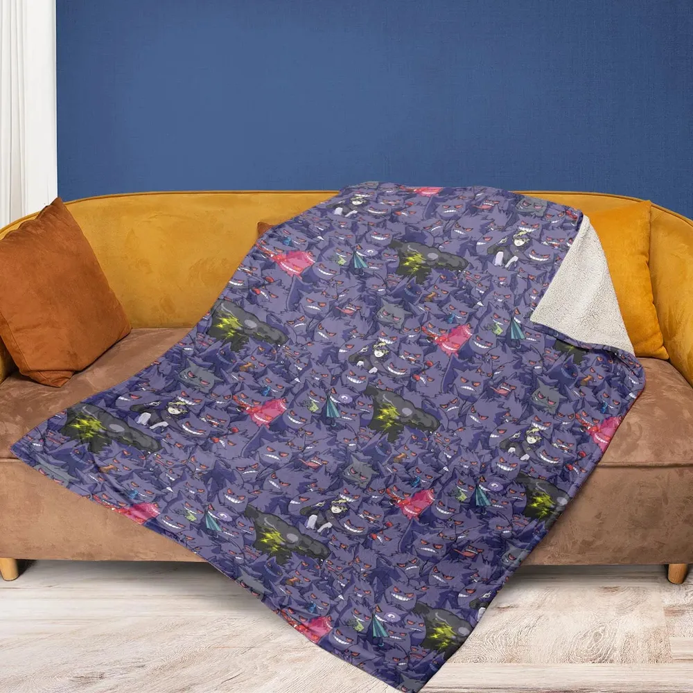 Gengars Pokemon Pattern Fleece Blanket - 2
