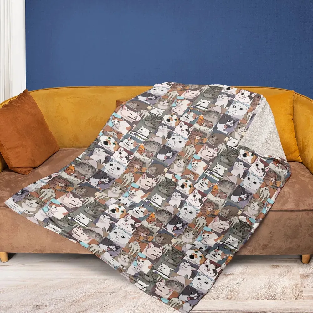 Funny Cat Internet Meme Fleece Blanket - 2