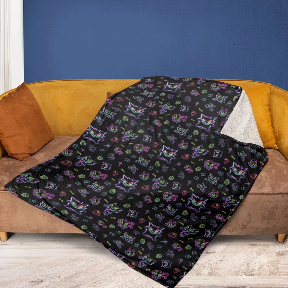 Neon Gastly Haunter Gengar Pokemon Fleece Blanket - 2