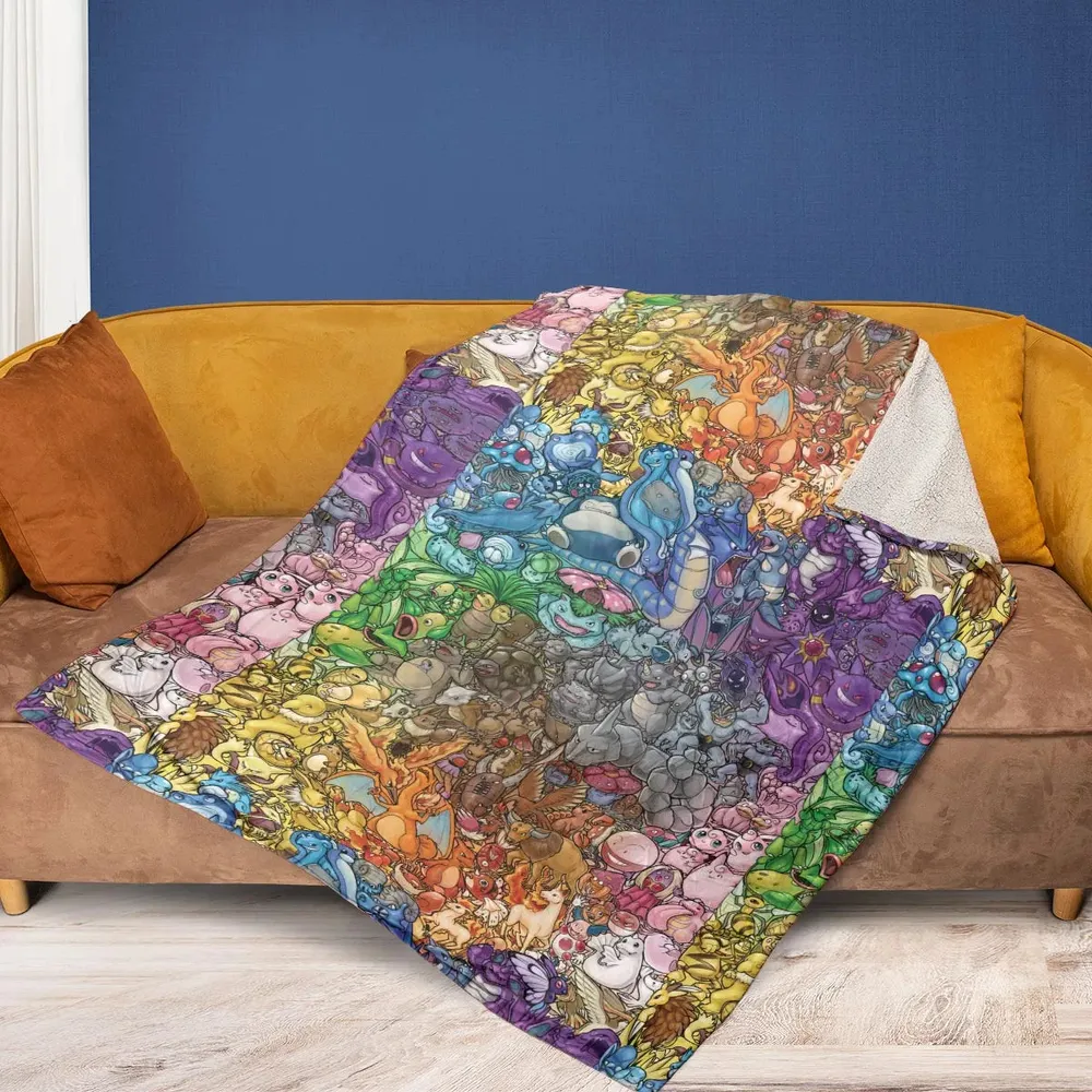 Rainbow Epic Pokemon Fleece Blanket - 2