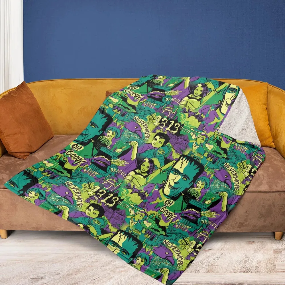 Oh Groovy Frankenstein Universal Horror Fleece Blanket - 2