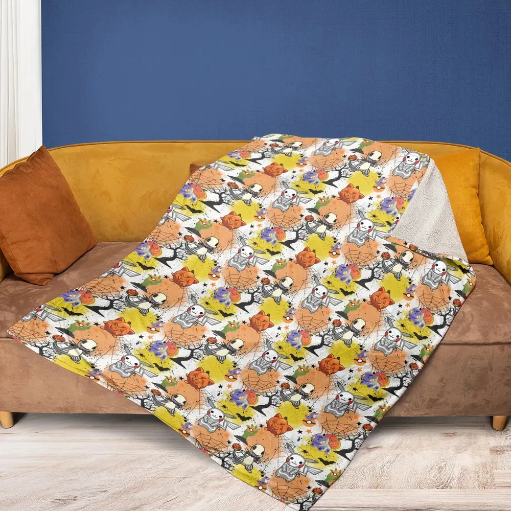Spooky Costume Pikachu Charmander Jigglypuff Bulbasaur Pokemon Fleece Blanket - 2