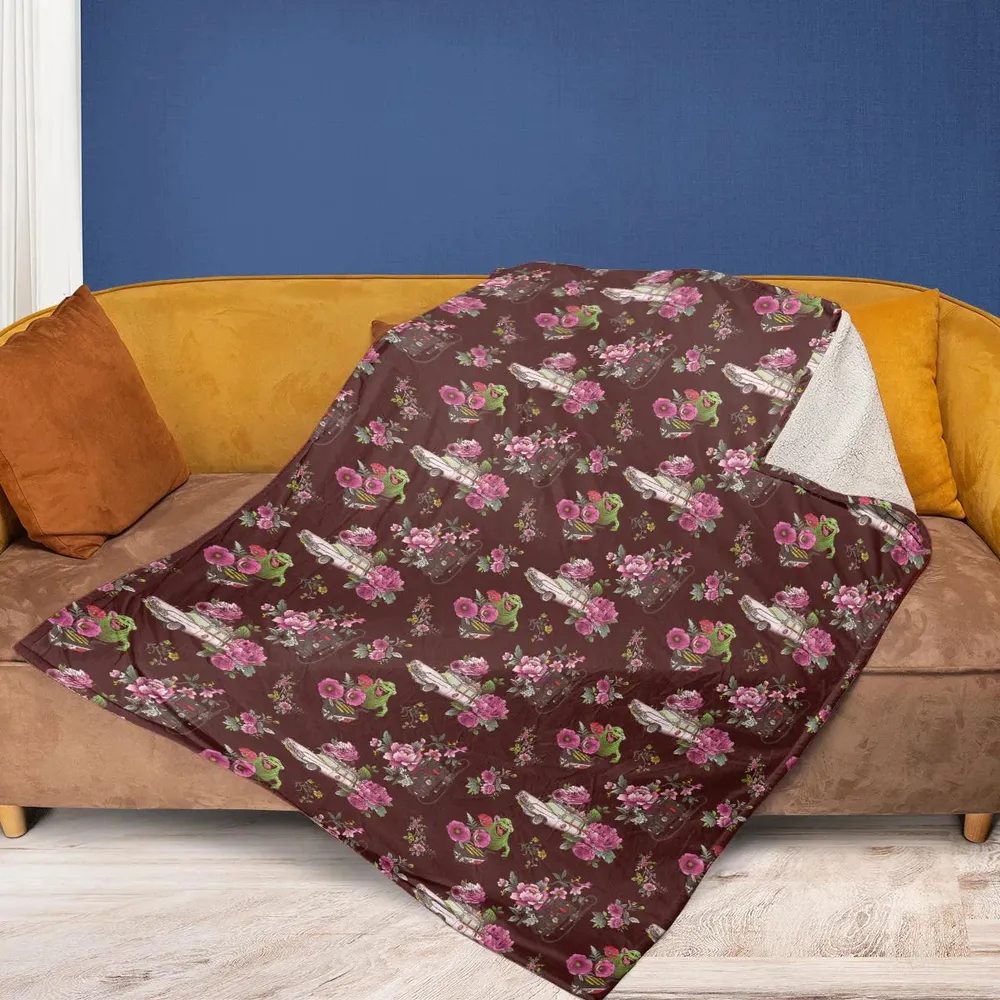 Slimer Ecto-1 Proton Pack Floral Ghostbusters Fleece Blanket - 2